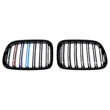 Imagem de 2 pçs abs preto brilhante carro pára-choques dianteiro grade dupla slat grille, para bmw x3 f25, x4 f26 pré-facelift 2010-2013