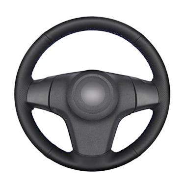 Imagem de Capa de volante de couro confortável antiderrapante costurada à mão preta, adequada para Opel Corsa D Chevrolet Niva Lada 3 Spoke 2006 2007 a 2020