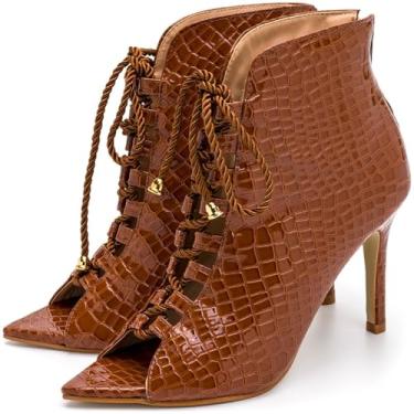 Imagem de Sandália Feminina Moda Casual Verão Croco Ankle Boot Fechada Com Cadarço e Zíper