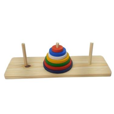 Imagem de Brinquedo Torre Hanoi Empilhar Quebra Cabeça Pedagógico