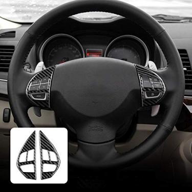 Imagem de AIRSPEED Adesivo de fibra de carbono para volante de carro com acabamento interno para Mitsubishi Lancer 2008-2015 (preto)