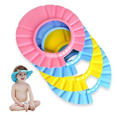 Imagem de 4 pçs macio ajustável bebê crianças shampoo banho touca de banho chapéu lavagem cabelo escudo chapéu