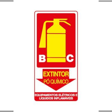 Imagem de Placa De Sinalização Extintor BC Pó Químico Equipamentos Elétricos E Líquidos Inflamáveis 15x30 Ekomunike - X-704 F9e