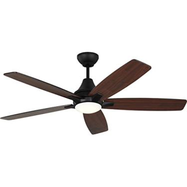 Imagem de Monte Carlo Ventilador de teto 5LWDR52MBKD Lowden com locais úmidos de 132 cm com kit de luz LED e controle remoto manual, 5 lâminas reversíveis preto meia-noite