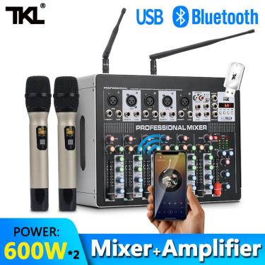 Imagem de Tkl-amplificador de mixador dsp8  com microfone  aparelho sonoro para karaoke  7 canais  com usb