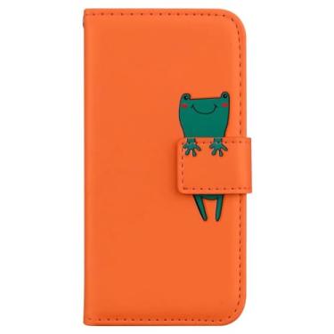 Imagem de Rnrieyta Miagon Capa flip animal para Samsung Galaxy A55 5G, design carteira de couro PU TPU com suporte compartimentos para cartão magnético à prova de choque Folio Gel Bumper, laranja