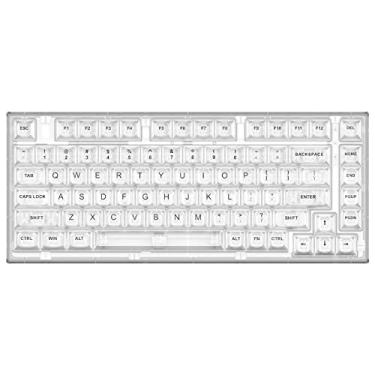 Imagem de YUNZII Teclado mecânico X75 82 teclas hot swappable com teclas transparentes, suporte de junta 75 teclado, teclado de jogos personalizado RGB retroiluminado para Windows/Mac (interruptor branco
