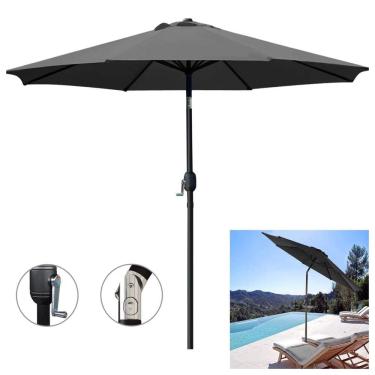 Imagem de Ombrelone Guarda Sol 3m Grande Com Manivela Articulado Jardim Piscina Maresias Cinza - AMZ