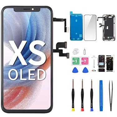Imagem de [OLED] Tela de reposição para iPhone Xs de 5,8 polegadas com sensor de proximidade de alto-falante frontal OLED para tela sensível ao toque 3D, kit de reparo completo de ferramentas de reparo parafusos magnéticos A1920 A2097 A2098 A2099 A2100