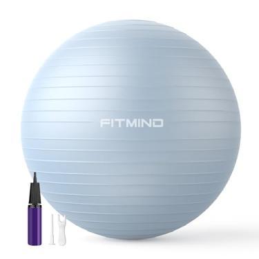 Imagem de FITMIND Bola de exercício extra grossa de 75 cm para treino de estabilidade de gravidez, bola suíça anti-explosão e antiderrapante com bomba para ioga, pilates, fitness, parto, fisioterapia (azul