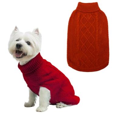 Imagem de Suéter para cães Mihachi – Roupas de inverno clássicas de malha para inverno frio, vermelho, PP