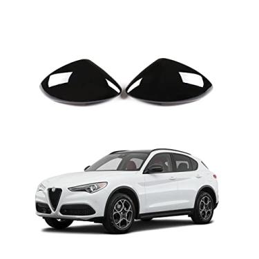 Imagem de TOYCIDFG - Capas para retrovisores de porta, acabamento preto brilhante, capas de espelho lateral retrovisor, para Alfa Romeo 2017 2018 2019 2020 Stelvio