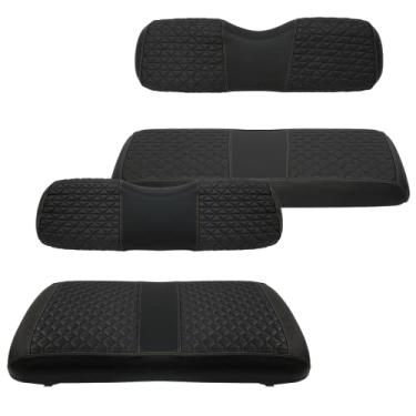 Imagem de XUANYUDG0769 Capas de assento dianteiro e traseiro de carrinho de golfe para EZGO TXT/RXV/Club Car DS/Precedente/Yamaha G29 OEM Almofada de assento comum, feita de couro de vinil/não é necessário grampeador, 4 peças