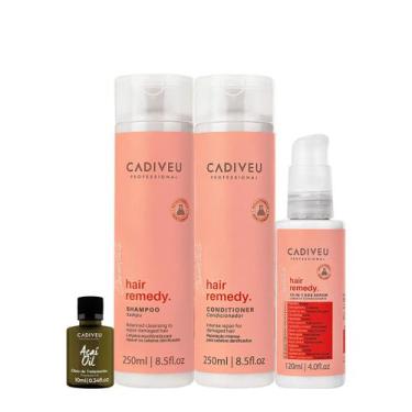 Imagem de Kit Cadiveu Essentials Hair Remedy Shampoo Condicionador  Leave-In Sér