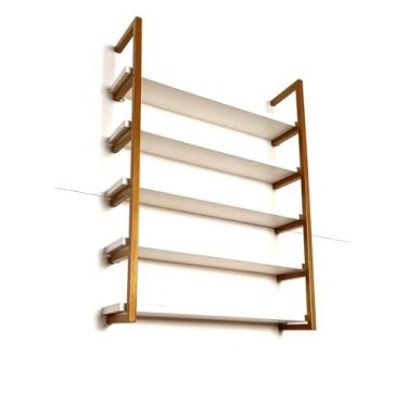 Imagem de Suporte Parede Expositor Esmaltes Manicure Estilo Industrial Dourada Rose Gold (Dourado, Prat Branco 40cm)