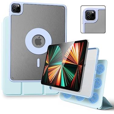Imagem de Marasone Capa para iPad Pro de 11 polegadas (1ª, 2ª, 3ª e 4ª geração) 2022/2021/2018/2020 - Capa protetora fina sem fio para Apple Pencil - Suporte magnético conveniente e capa hibernar/despertar preta (azul)