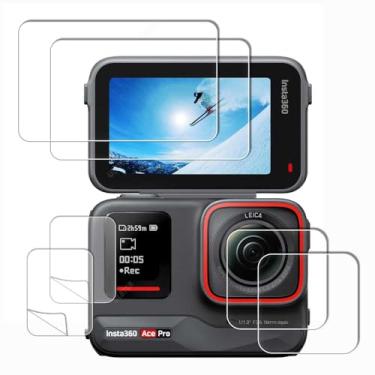 Imagem de iDaPro Protetor de tela para lente Insta360 Ace Pro + tela LCD + tela frontal Insta 360 [6 peças] vidro temperado sem bolhas