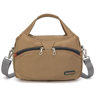 Imagem de La Packmore Bolsas transversais de nylon à prova d'água para mulheres, bolsa de ombro com vários bolsos, bolsa de viagem e bolsa de mão, Sand
