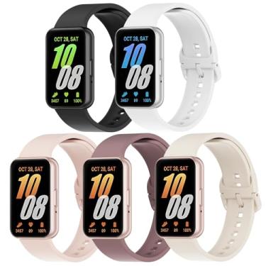 Imagem de Pacote com 5 pulseiras de silicone compatíveis com Samsung Galaxy Fit 3, macia, ajustável, esportiva, respirável, pulseira de reposição para smartwatch Galaxy Fit 3 SM-R390