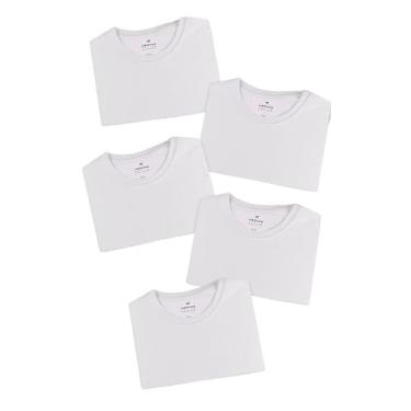 Imagem de Kit Com 5 Camisetas Femininas Básicas Branco XG