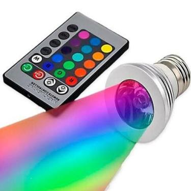 Imagem de Lâmpada Dicróica Bivolt E27 Led Rgb Com Controle Remoto 5W - A60