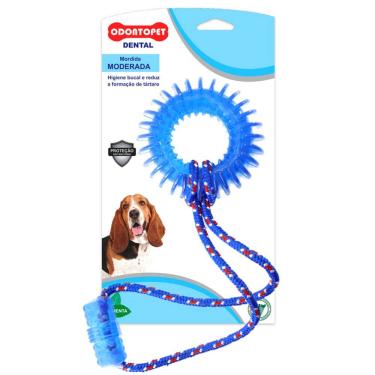 Imagem de Brinquedo Mordedor Argola Cachorro Odontopet Dental Aro Com Corda Menta