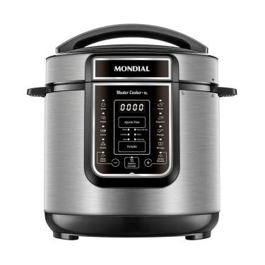 Imagem de Panela de Pressão Elétrica Digital 6L Mondial Preto/Inox - PE-60-6L-I
