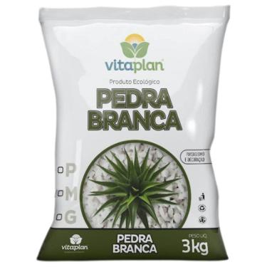 Imagem de Pedra Decorativa Brita Branca Média (3kg) VITAPLAN