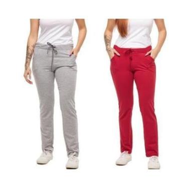 Imagem de Kit com 02 Calças de Moletom Feminino Slim Skinny Sport Casual F1-Feminino