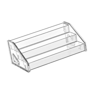 Imagem de YIJU Cremalheira de armazenamento acrílico desafio moedas rack prateleiras multiuso titular exibição riser para medalhas emblemas armário colecionável, 3 níveis