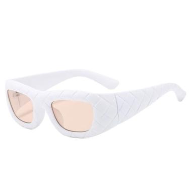 Imagem de Vintage pequeno punk retangular óculos de sol feminino masculino luxo intrecciato óculos de sol para senhoras óculos engraçados tons, c6whitechampagne, tamanho único