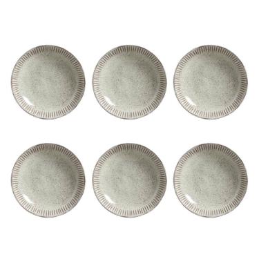 Imagem de Conjunto de Pratos Fundos Porto Brasil Linhas Pistache com 6 Peças - Verde