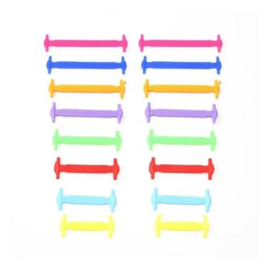 Imagem de Sneakers No Tie Solid Color Shoelaces Silicone Elastic Shoelaces Women's Casual Shoelaces Shoe Accessories(Random color mixing)