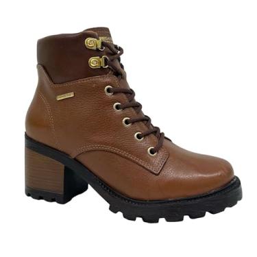 Imagem de Bota Coturno Feminino Pegada Salto Médio Tratorado Marrom - 34