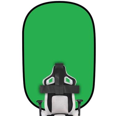 Imagem de Aiuca Cadeira portátil de tela verde, pano de fundo verde de 147 cm com suporte, fundo verde dobrável de dupla face, chave cromada, para fotografia, streaming, jogos, fotos, zoom, vídeo chats e