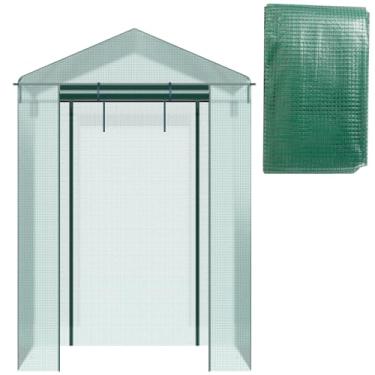 Imagem de Capa de estufa walk-in Capa de substituição de estufa PE à prova d'água com porta com zíper enrolado, resistente a UV, capa protetora para plantio de casa pequena e quente sem suporte 56,2x28,7x76,8 p