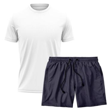 Imagem de Kit Short Praia Academia Passeio Treino Marinho + Camiseta Manga Curta Masculina-Masculino