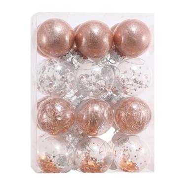 Imagem de Generic 24x Bolas de Natal Enfeites Decorativos Bolas de Árvore de Natal Conjunto Bolas Inquebráveis para Decoração de Natal de Aniversário Interno, Ouro Rosa Claro
