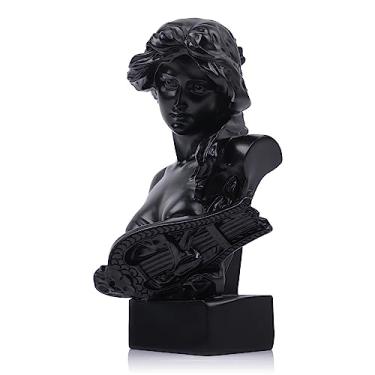 Imagem de LCCCK Estátua de busto de mitologia grega preta de 15 cm A, estátua de afrodite de resina e escultura para decoração de quarto Coquete, decoração de sala de academia escura, estantes de livros,