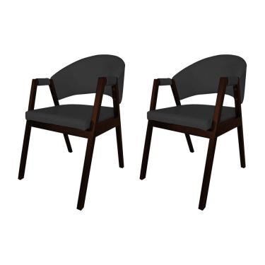 Imagem de Kit 2 Cadeiras de Jantar Madeira Maciça Castanho Premium Helen Facto Preto