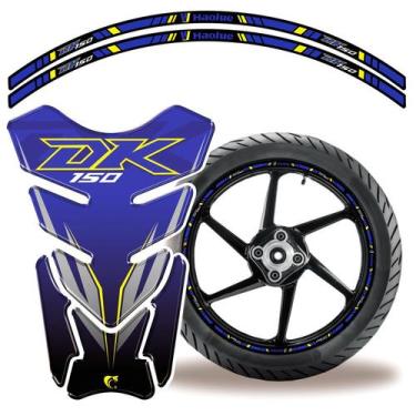 Imagem de kit Protetor Adesivo Tanque E Aro Moto Haojue Dk 150 Azul - Cobra Moto