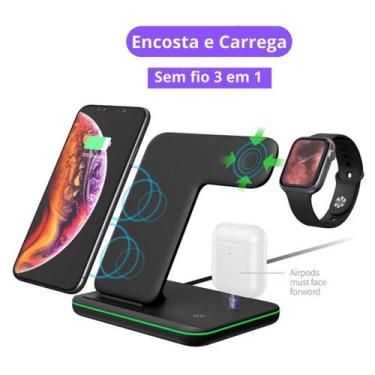 Imagem de Carregador Celular Sem Fio compativel para Iphone 3 em 1 por indução W