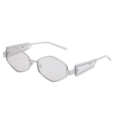 Imagem de HCHES Óculos de sol punk hexagonal de armação pequena, masculino e feminino, retrô, polígono, óculos de sol para homens, vintage, óculos de sol, UV400,6, tamanho único