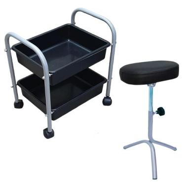 Imagem de Kit Carrinho Auxiliar 2 Band Manicure + Apoio De Pé Parapé - RENOVAR M