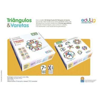 Imagem de Quebra-cabeça geométrico Edulig Puzzle 3D Triângulos & Varetas -  9 de