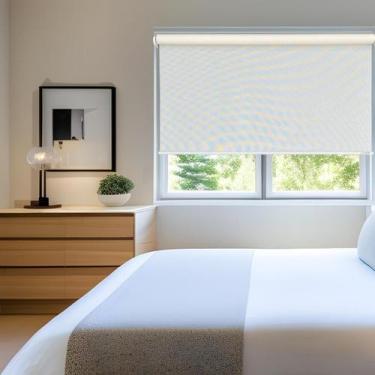 Imagem de Persiana Rolo Tecido Tela Solar Branca 140 (L) x 160 (A) cm Screen Tra