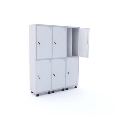 Imagem de Armário Guarda Volume Locker Roupeiro 6 Portas Aço 150cmx193cm - Pandi