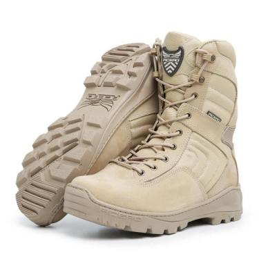 Imagem de Coturno Militar Masculino Couro Cano Alto Acero Extreme, 40, Bege