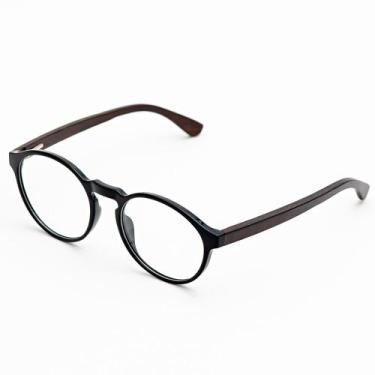 Imagem de Armação Óculos de Grau Masculino Redondo Haste de Bambu /Gael- Óculos 