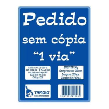 Imagem de Bloco Pedido 1/18 Tamoio 1 Via Médio 50 Folhas 1008 Com 20Un